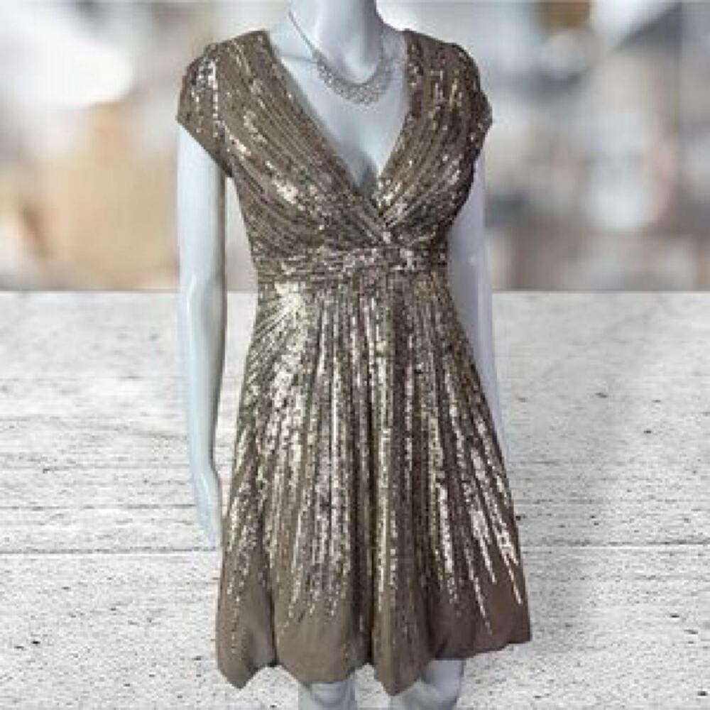 Jovani gold sequin silk mini dress - Picture 2 of 4